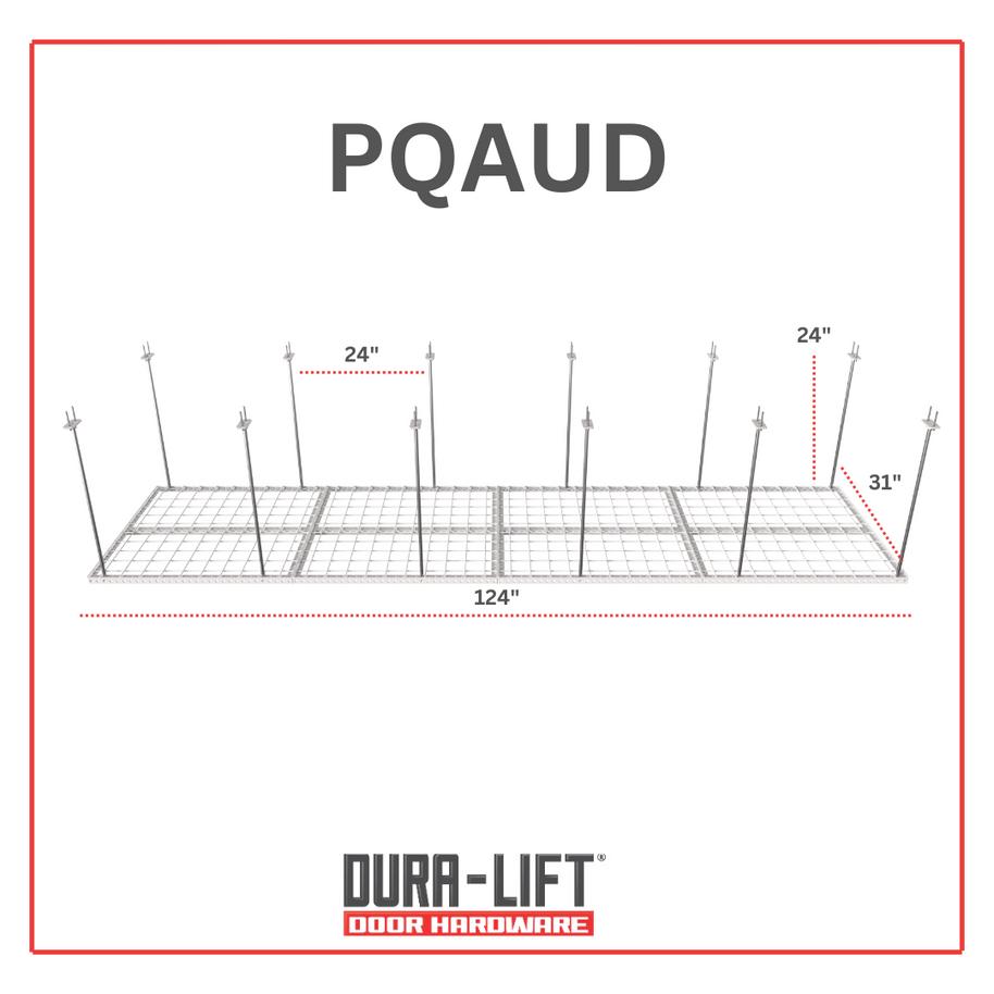 Dura-Lift Elevate Adjustable Height Overhead Garage Door Ceiling Quad In Line Storage Platform  (31 in. W x 124in D)-PQUAD