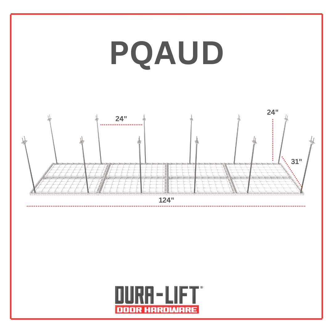 Dura-Lift Elevate Adjustable Height Overhead Garage Door Ceiling Quad In Line Storage Platform  (31 in. W x 124in D)-PQUAD