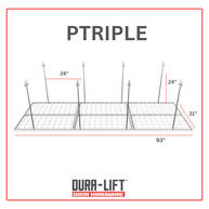Dura-Lift Elevate Adjustable Height Overhead Garage Door Ceiling Triple In Line Storage Platform  (31 in. W x 93 in D)-PTRIPLE