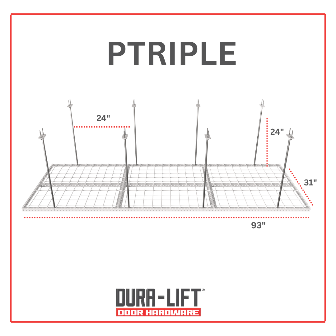 Dura-Lift Elevate Adjustable Height Overhead Garage Door Ceiling Triple In Line Storage Platform  (31 in. W x 93 in D)-PTRIPLE