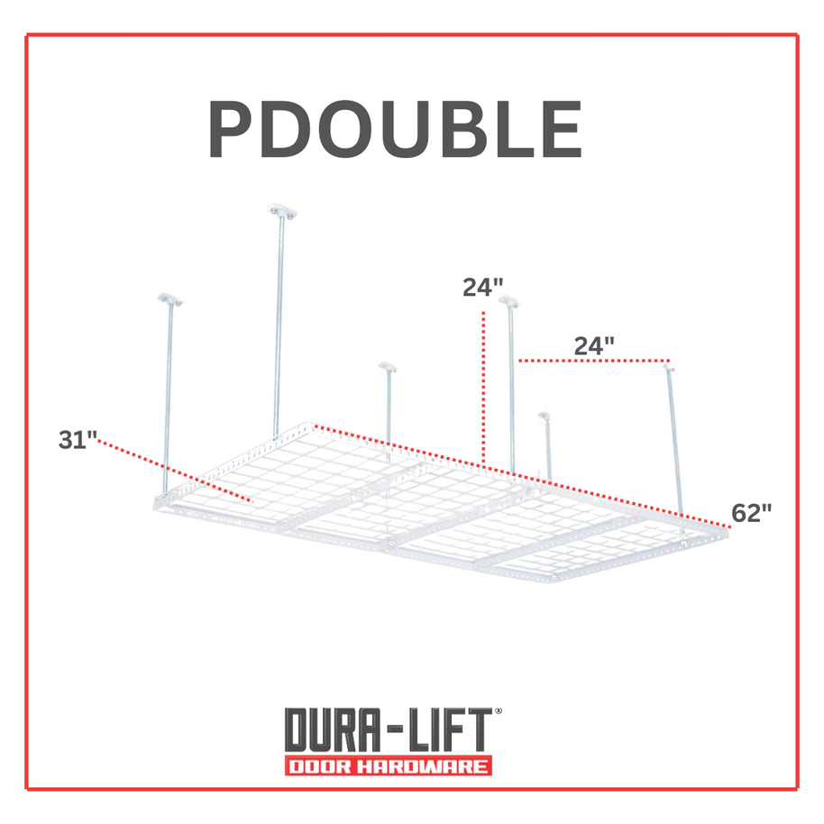 Dura-Lift Elevate Adjustable Height Overhead Garage Door Ceiling Double Storage Platform (31 in W x 62 in D)-PDOUBLE