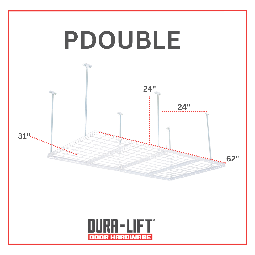 Dura-Lift Elevate Adjustable Height Overhead Garage Door Ceiling Double Storage Platform (31 in W x 62 in D)-PDOUBLE