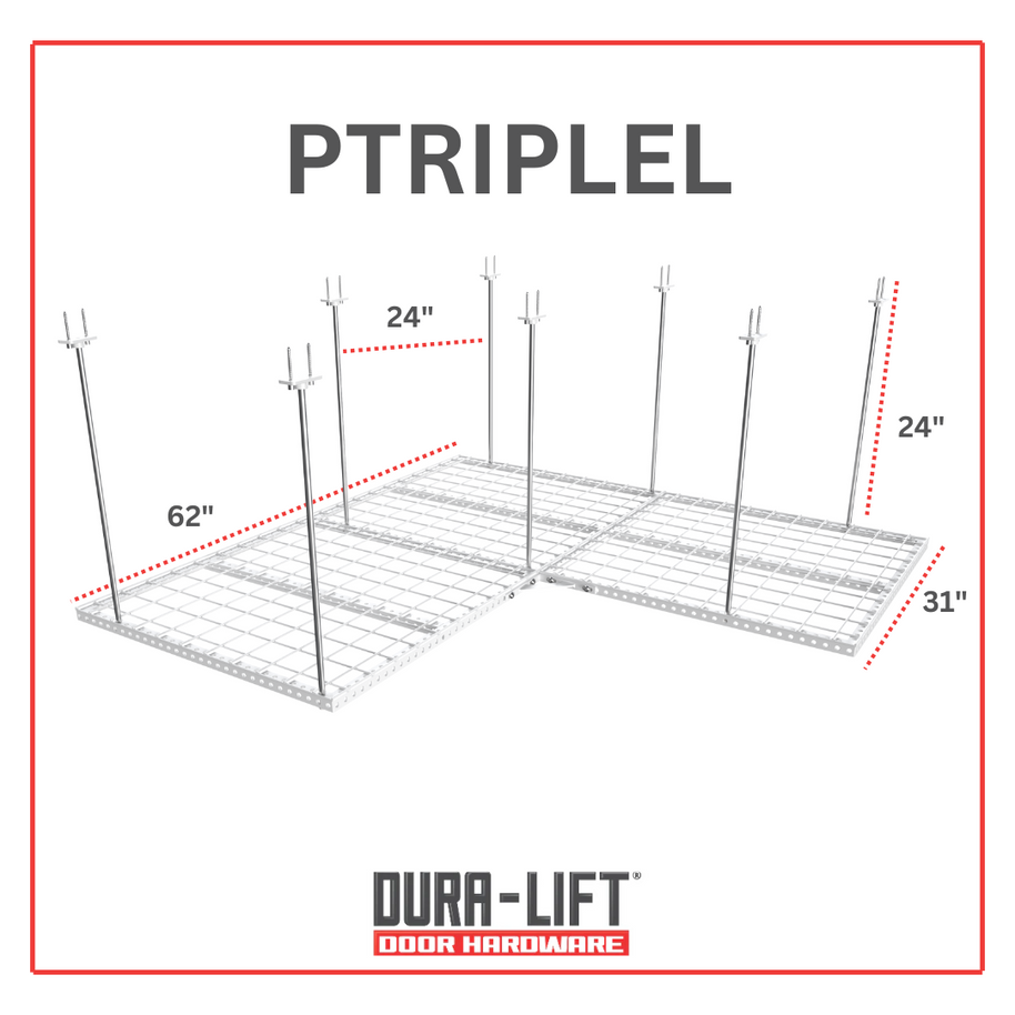 Dura-Lift Elevate Adjustable Height Overhead Garage Door Ceiling Triple L Shaped Storage Platform (31 in. W x 93 in D)-PTRIPLEL