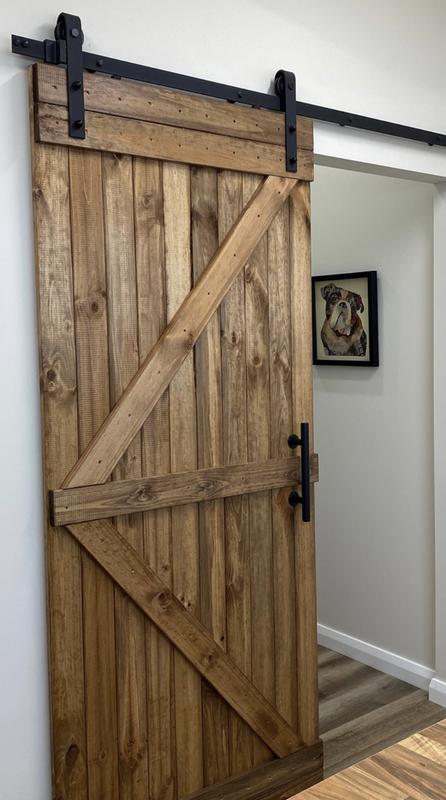 DURA-LIFT Matte Black Durable Single Door EZ-Sliding Steel Track Barn Door Hardware Kit-DLDB1