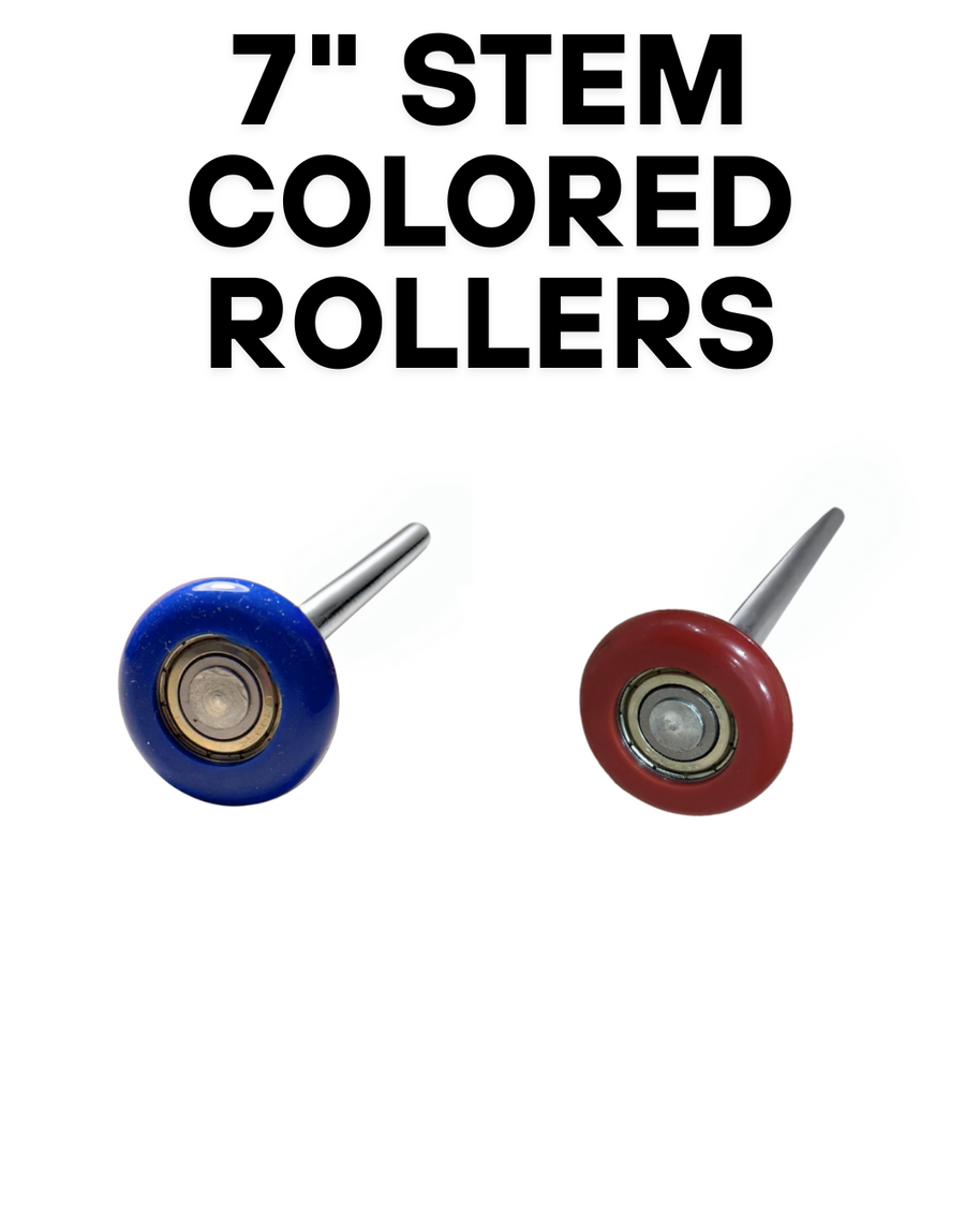DURA-LIFT 2" Nylon Garage Door Rollers with 7" Stem and COLORED Wheel (Blue or Red) – Unsealed 8 Ball Bearing 6200ZZ (Box of 10)
