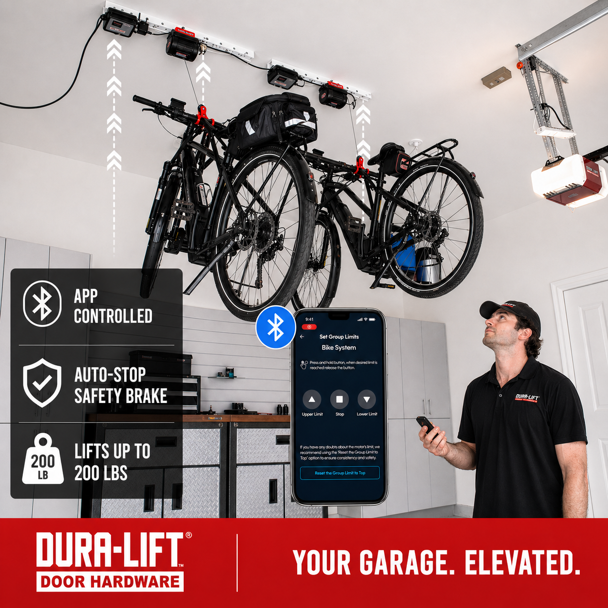 Dura-Lift Elevate Multi-Purpose Lifter | Dual-Motor Electric Ceiling Lift | App-Controlled | 200 lb Capacity