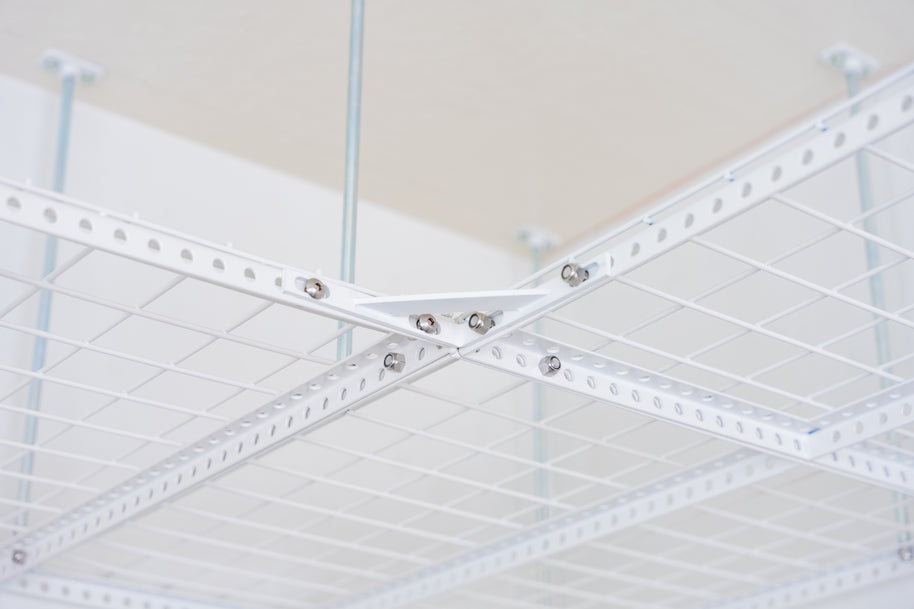 Dura-Lift Elevate Adjustable Height Overhead Garage Door Ceiling Quad L Storage Platform (31 in. W x 124 in D) -PQUADL