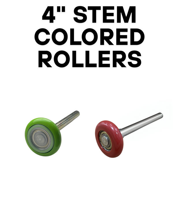 DURA-LIFT Ultra-Life Max 2" Nylon Garage Door Rollers with 4" Stem and COLORED Wheel (Green or Red) Sealed – 6200ZZ Bearing (Box of 10)