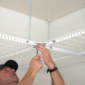 Dura-Lift Elevate Adjustable Height Overhead Garage Door Ceiling Quad L Storage Platform (31 in. W x 124 in D) -PQUADL