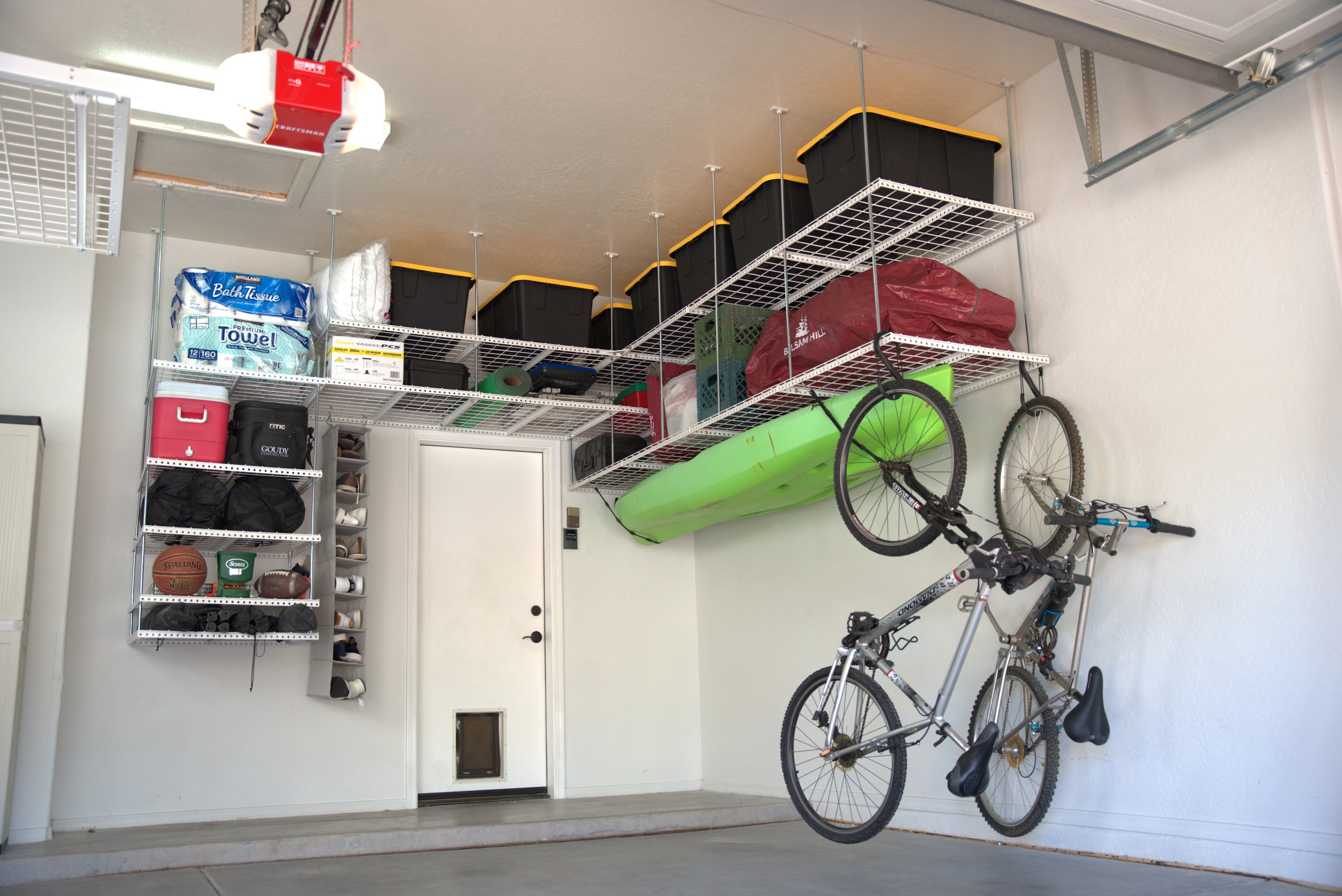 Dura-Lift Elevate Adjustable Height Overhead Garage Door Ceiling Single Storage Platform 24 inch Drop Down-PSingle24