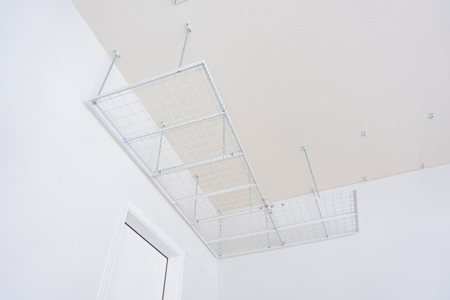 Dura-Lift Elevate Adjustable Height Overhead Garage Door Ceiling Quad L Storage Platform (31 in. W x 124 in D) -PQUADL