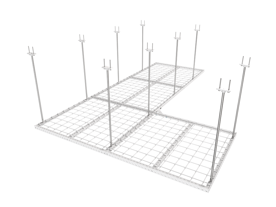 Dura-Lift Elevate Adjustable Height Overhead Garage Door Ceiling Quad L Storage Platform (31 in. W x 124 in D) -PQUADL