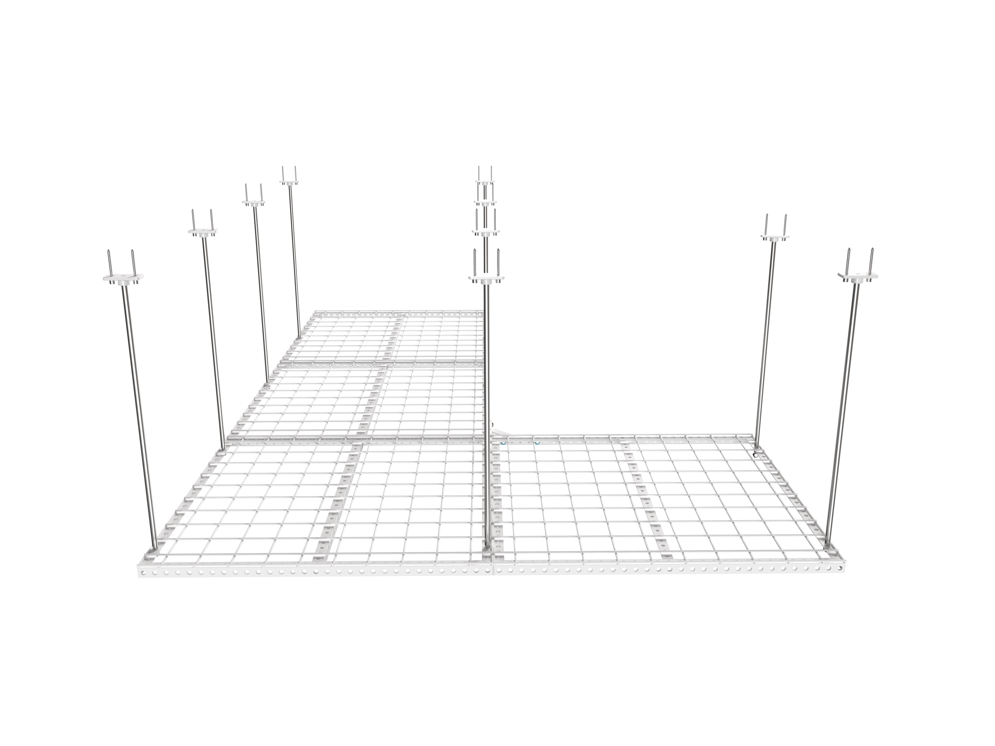 Dura-Lift Elevate Adjustable Height Overhead Garage Door Ceiling Quad L Storage Platform (31 in. W x 124 in D) -PQUADL