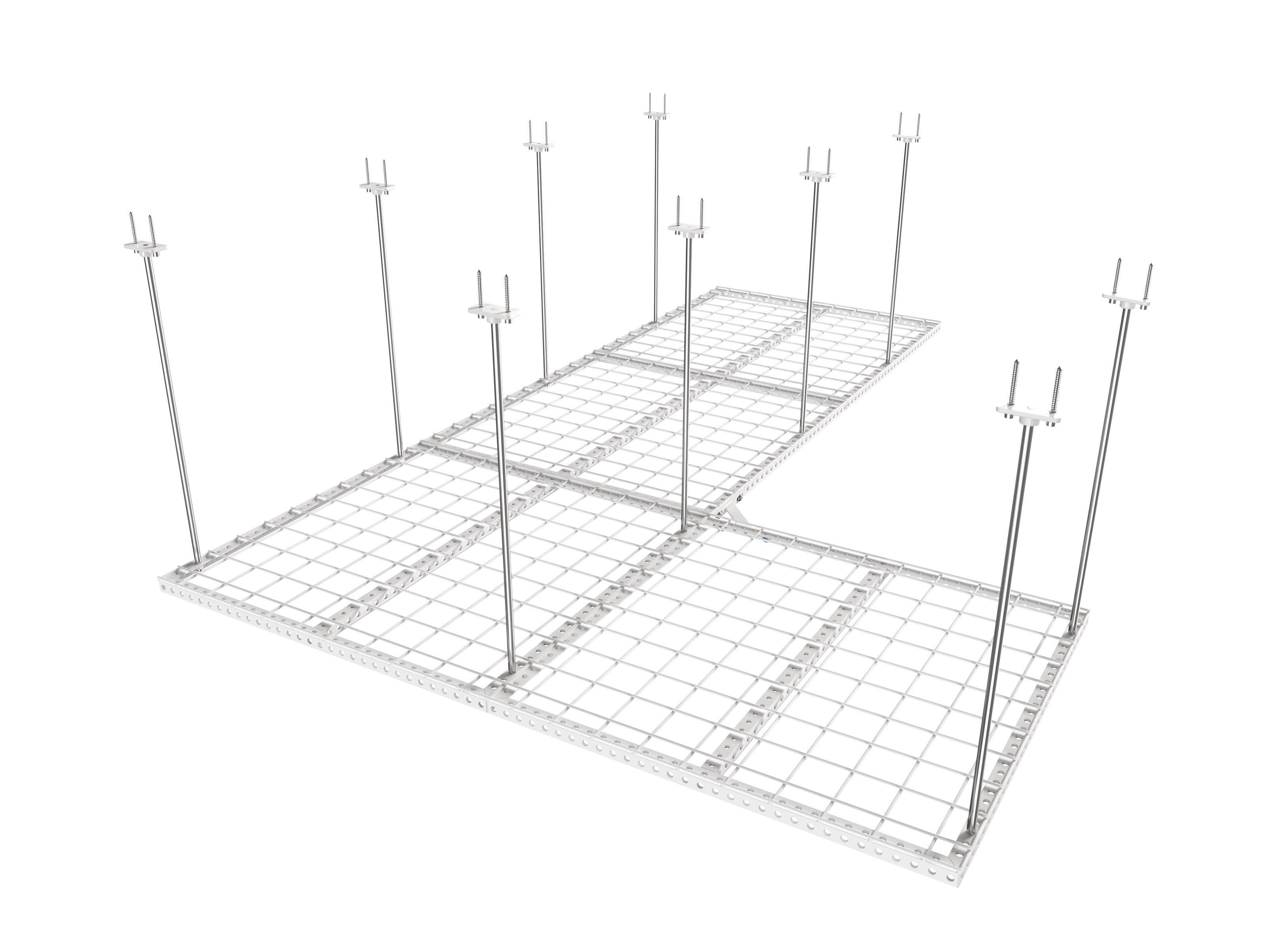 Dura-Lift Elevate Adjustable Height Overhead Garage Door Ceiling Quad L Storage Platform (31 in. W x 124 in D) -PQUADL