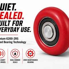Dura-Lift TrueSeal Garage Door Red Roller, 200K-Cycle Sealed Bearing, 10-Pack