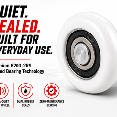 Dura-Lift TrueSeal Garage Door White Roller, 200K-Cycle Sealed Bearing, 10-Pack