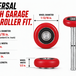 Dura-Lift TrueSeal Garage Door Red Roller, 200K-Cycle Sealed Bearing, 10-Pack