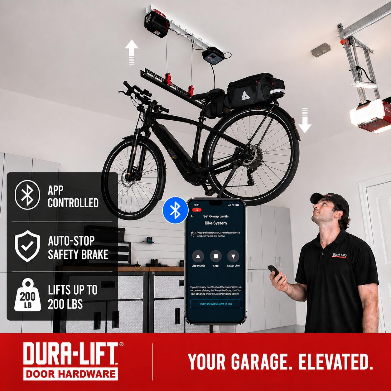 Dura-Lift Multi-Purpose Lifter | Single-Motor Electric Ceiling Lift | App-Controlled | 100 lb Capacity