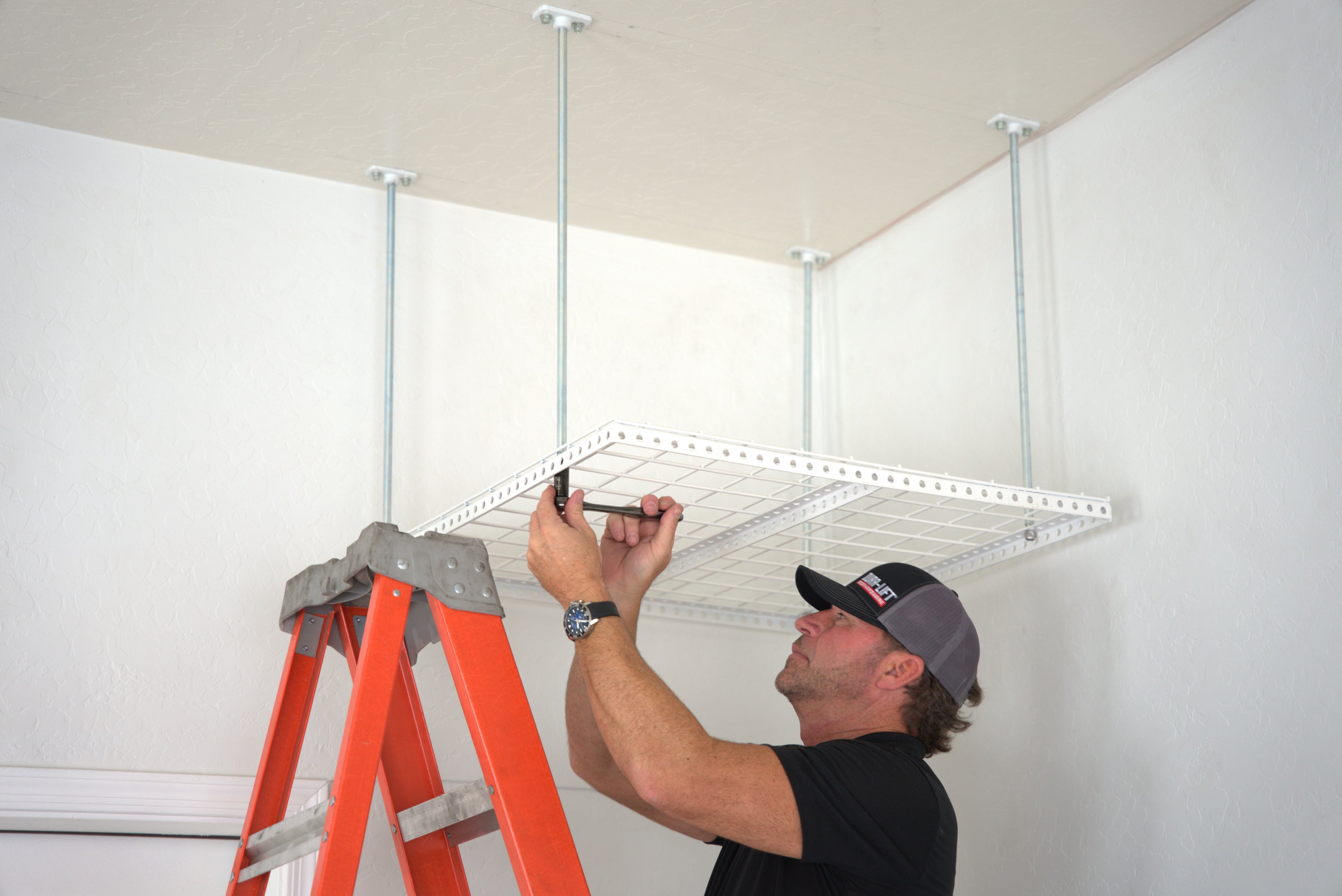 Dura-Lift Elevate Adjustable Height Overhead Garage Door Ceiling Double Storage Platform (31 in W x 62 in D)-PDOUBLE