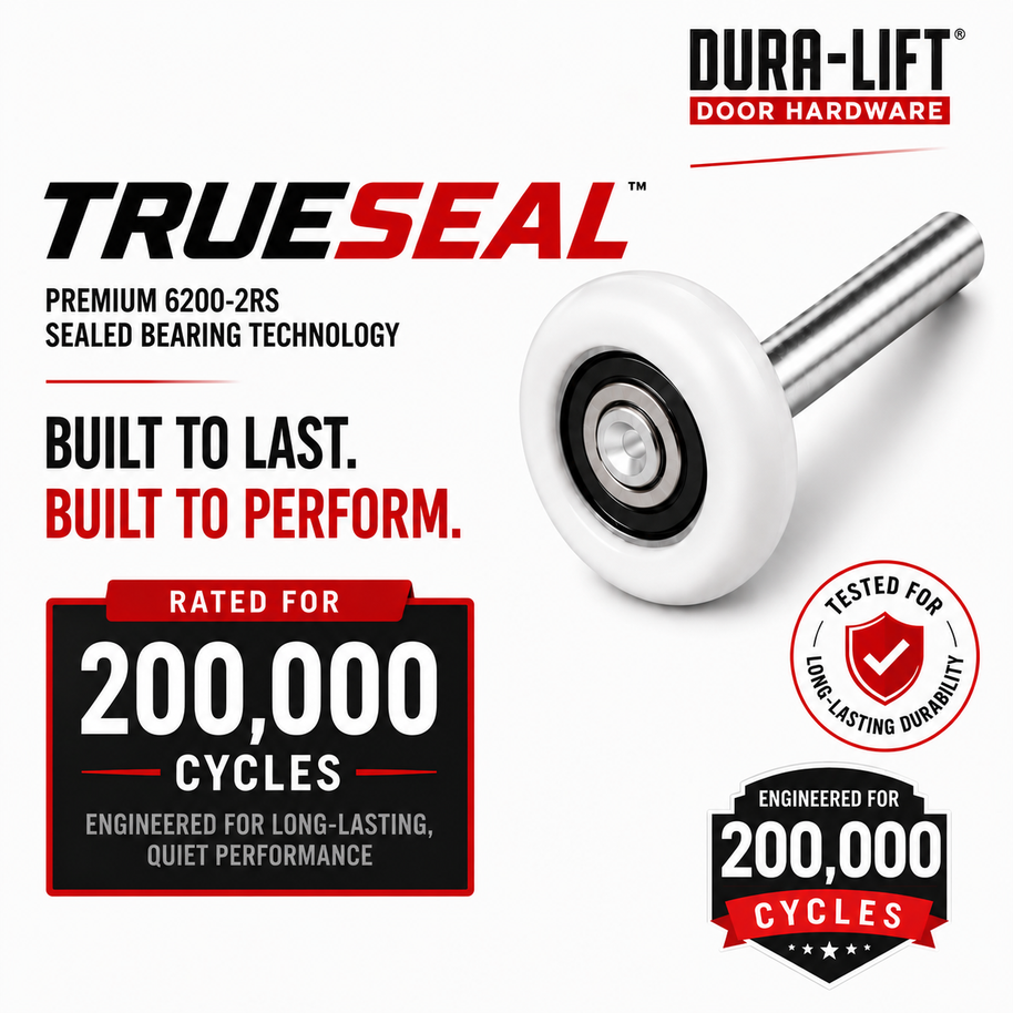 Dura-Lift TrueSeal Garage Door White Roller, 200K-Cycle Sealed Bearing, 10-Pack