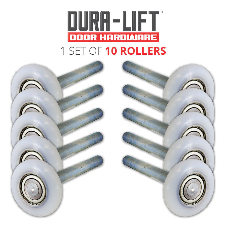 DURA-LIFT Ultra-Life 2" Reinforced 6200Z Bearing Nylon Garage Door Roller and 4" Stem (10-Pack)-DLR6200Z