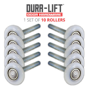 DURA-LIFT Ultra-Life 2" Reinforced 6200Z Bearing Nylon Garage Door Roller and 4" Stem (10-Pack)