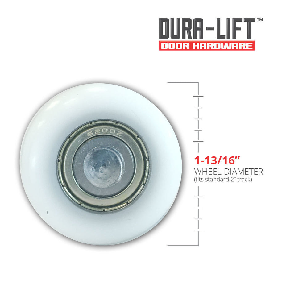 DURA-LIFT Ultra-Life 2" Reinforced 6200Z Bearing Nylon Garage Door Roller and 4" Stem (10-Pack)-DLR6200Z