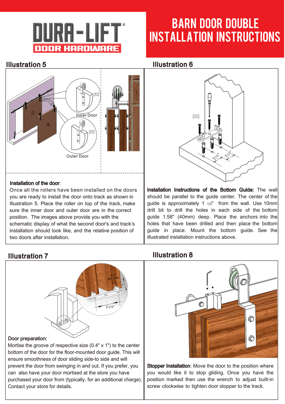 DURA-LIFT Matte Black Durable Double Door EZ Sliding Steel Track Barn Door Hardware Kit-DLDB2