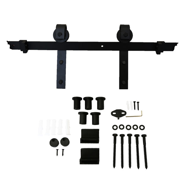 DURA-LIFT Matte Black Durable Single Door EZ-Sliding Steel Track Barn Door Hardware Kit-DLDB1