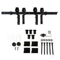 DURA-LIFT Matte Black Durable Double Door EZ Sliding Steel Track Barn Door Hardware Kit-DLDB2