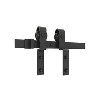 DURA-LIFT Matte Black Durable Double Door EZ Sliding Steel Track Barn Door Hardware Kit-DLDB2