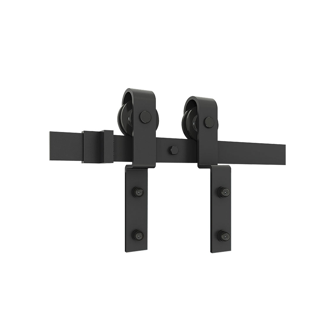 DURA-LIFT Matte Black Durable Double Door EZ Sliding Steel Track Barn Door Hardware Kit-DLDB2