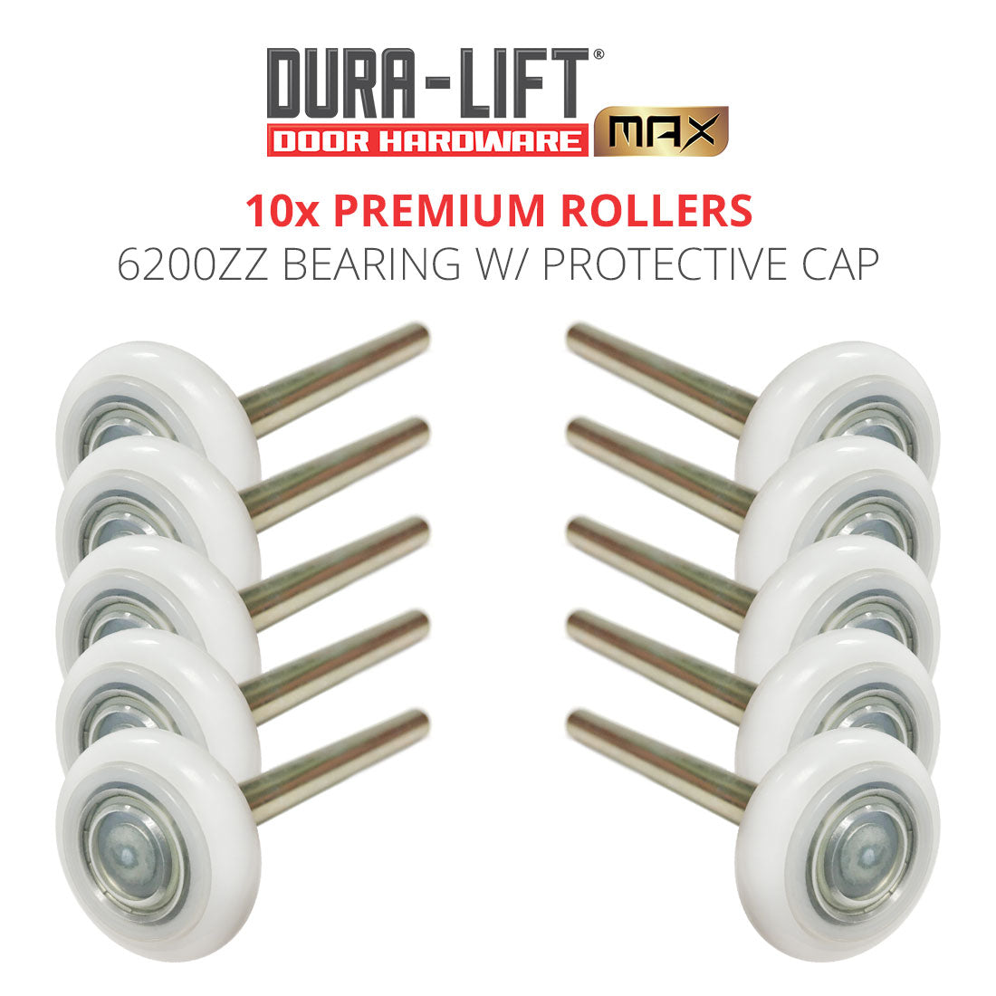DURA-LIFT Ultra-Life Max 2 in. Nylon Garage Door Roller w/ Sealed 6200ZZ Bearing & 4-in. Stem