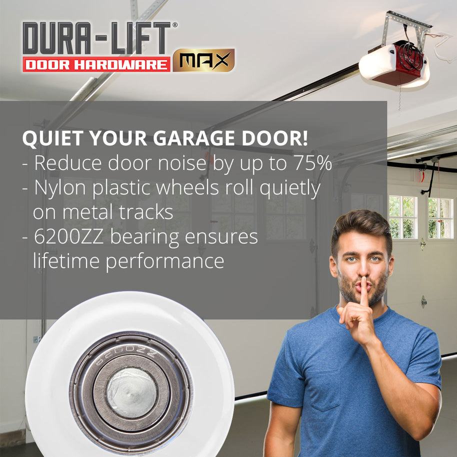 DURA-LIFT Ultra-Life Max 2 in. Nylon Garage Door Roller w/ Sealed 6200ZZ Bearing & 4-in. Stem
