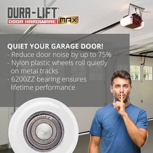 DURA-LIFT Ultra-Life Max 2 in. Nylon Garage Door Roller w/ Sealed 6200ZZ Bearing & 4-in. Stem