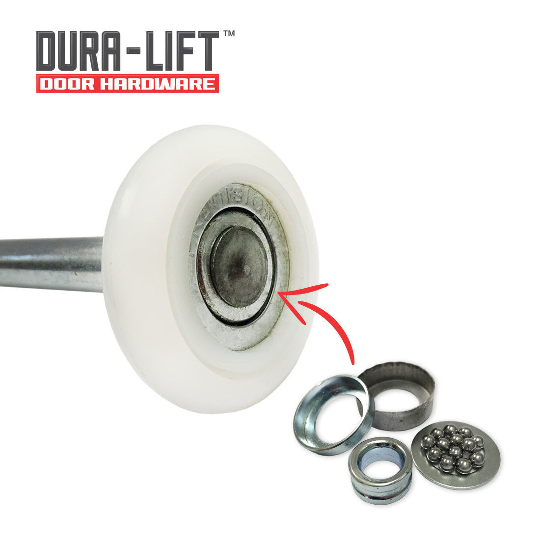 DURA-LIFT Ultra-Quiet 2 in. Nylon Garage Door Roller with 13-Ball Bearing and 4 in. Steel Stem (10-Pack)