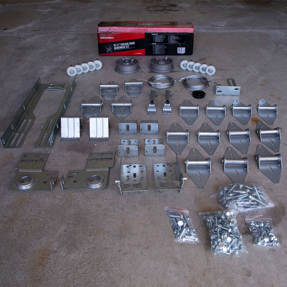 DURA-LIFT 16' x 7' Garage Door Premium Hardware Parts Installation Box-DLK16