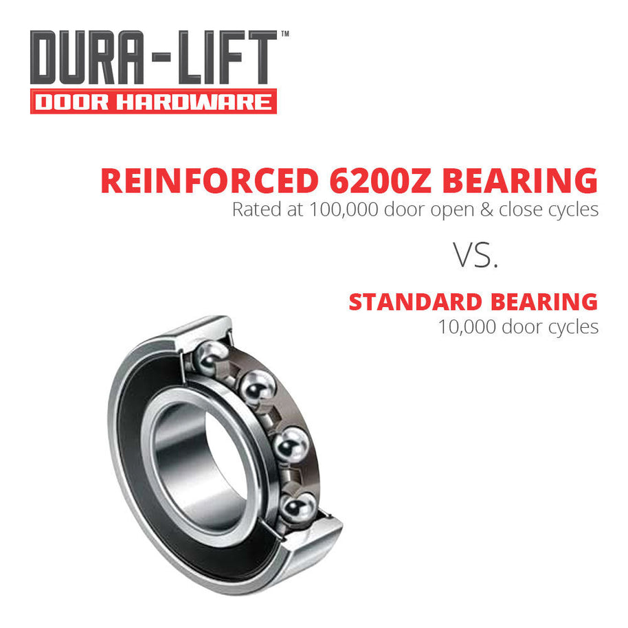 DURA-LIFT Ultra-Life 2" Reinforced 6200Z Bearing Nylon Garage Door Roller and 4" Stem (10-Pack)-DLR6200Z