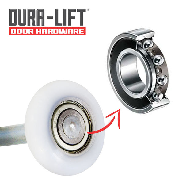 DURA-LIFT Ultra-Life 2" Reinforced 6200Z Bearing Nylon Garage Door Roller and 4" Stem (10-Pack)-DLR6200Z